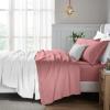 Superior Egyptian Cotton 5 Piece Sheet Set, 650 Thread Count, Modern Design, Sustainable Sheets, Ultra-Soft Basics, Solid, Deep Pocket Fitted Sheets, Flat Sheet, Pillowcases, Split King, White(Blush)