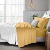 Superior Egyptian Cotton 5 Piece Sheet Set, 650 Thread Count, Modern Design, Sustainable Sheets, Ultra-Soft Basics, Solid, Deep Pocket Fitted Sheets, Flat Sheet, Pillowcases, Split King, White(Gold)
