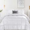 Superior Microfiber Basketweave Comforter, Down Alternative Bedding, Medium Weight, Fluffy, Decorative, Plush Duvet Insert, Oversized Blanket, Box Quilt Design, Monochrome, King, White