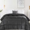 Superior Microfiber Basketweave Comforter, Down Alternative Bedding, Medium Weight, Fluffy, Decorative, Plush Duvet Insert, Oversized Blanket, Box Quilt Design, Monochrome, Full/Queen, Charcoal(Charcoal – Z)