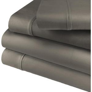 Cotton Blend Deep Pocket, Soft, Wrinkle Resistant 4-Piece Olympic Queen Bed Sheet Set, Solid White(Gray)