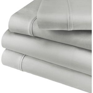 Cotton Blend Deep Pocket, Soft, Wrinkle Resistant 4-Piece Olympic Queen Bed Sheet Set, Solid White(Platinum)