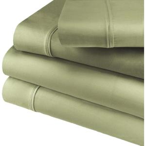 Cotton Blend Deep Pocket, Soft, Wrinkle Resistant 4-Piece Olympic Queen Bed Sheet Set, Solid White(Sage)