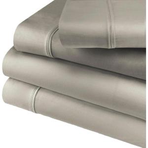 Cotton Blend Deep Pocket, Soft, Wrinkle Resistant 4-Piece Olympic Queen Bed Sheet Set, Solid White(Stone)