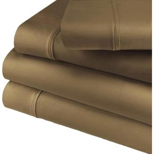 Cotton Blend Deep Pocket, Soft, Wrinkle Resistant 4-Piece Olympic Queen Bed Sheet Set, Solid White(Taupe)