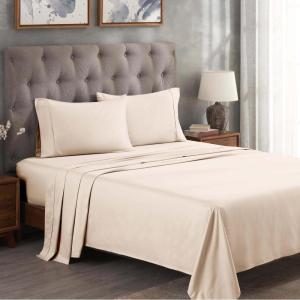 Superior 300 Thread Count Egyptian Cotton Sheet Set, Elastic Fitted Sheet, Flat Sheet, 1 Pillowcase, Twin, White(A Ivory)