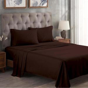 Superior 300 Thread Count Egyptian Cotton Sheet Set, Elastic Fitted Sheet, Flat Sheet, 1 Pillowcase, Twin, White(Brown)