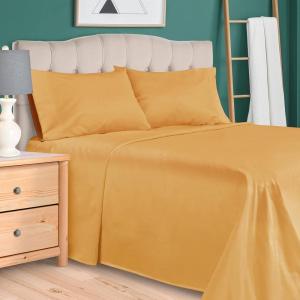 Superior 300 Thread Count Egyptian Cotton Sheet Set, Elastic Fitted Sheet, Flat Sheet, 1 Pillowcase, Twin, White(Gold)