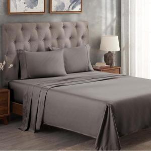 Superior 300 Thread Count Egyptian Cotton Sheet Set, Elastic Fitted Sheet, Flat Sheet, 1 Pillowcase, Twin, White(Grey – Z)