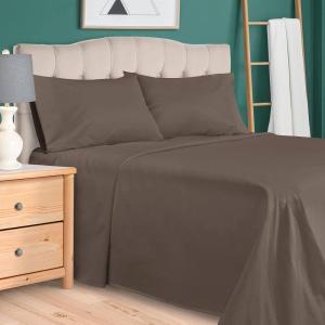 Superior 300 Thread Count Egyptian Cotton Sheet Set, Elastic Fitted Sheet, Flat Sheet, 1 Pillowcase, Twin, White(Grey)