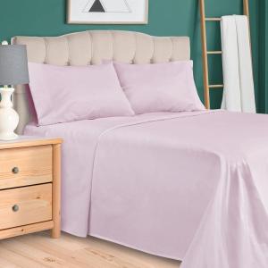 Superior 300 Thread Count Egyptian Cotton Sheet Set, Elastic Fitted Sheet, Flat Sheet, 1 Pillowcase, Twin, White(Lilac)
