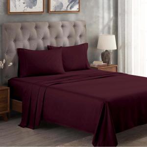 Superior 300 Thread Count Egyptian Cotton Sheet Set, Elastic Fitted Sheet, Flat Sheet, 1 Pillowcase, Twin, White(Plum – Z)