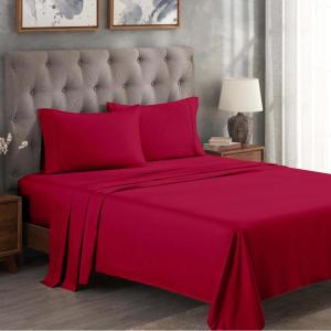 Superior 300 Thread Count Egyptian Cotton Sheet Set, Elastic Fitted Sheet, Flat Sheet, 1 Pillowcase, Twin, White(Red – Z)