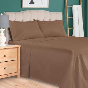 Superior 300 Thread Count Egyptian Cotton Sheet Set, Elastic Fitted Sheet, Flat Sheet, 1 Pillowcase, Twin, White(Taupe)