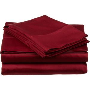 Superior Combed Cotton, 300 Thread Count; Deep-Fitting Pocket, Soft & Smooth 4-Piece King Sheet Set, Solid Pumpkin(Burgundy)