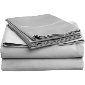 Superior Combed Cotton, 300 Thread Count; Deep-Fitting Pocket, Soft & Smooth 4-Piece King Sheet Set, Solid Pumpkin(Light Grey)