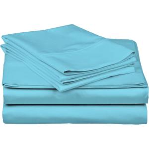 Superior Combed Cotton, 300 Thread Count; Deep-Fitting Pocket, Soft & Smooth 4-Piece King Sheet Set, Solid Pumpkin(Teal)