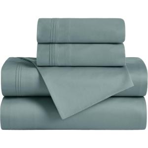 Superior Egyptian Cotton 5 Piece Sheet Set, 650 Thread Count, Modern Design, Sustainable Sheets, Ultra-Soft Basics, Solid, Deep Pocket Fitted Sheets, Flat Sheet, Pillowcases, Split King, White(Teal)