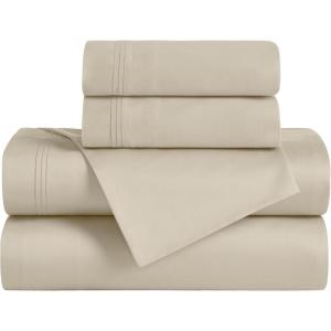 Superior Egyptian Cotton 5 Piece Sheet Set, 650 Thread Count, Modern Design, Sustainable Sheets, Ultra-Soft Basics, Solid, Deep Pocket Fitted Sheets, Flat Sheet, Pillowcases, Split King, White(Ivory)