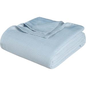 Superior Metro All-Season Cotton Blanket, Woven Blanket for Couch, Bed, Bedding, Farmhouse, Home Essentials, Cute and Cozy Bohemian Blankets, Herringbone Weave, King, Sage(Light Blue)