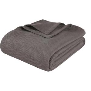 Superior Metro All-Season Cotton Blanket, Woven Blanket for Couch, Bed, Bedding, Farmhouse, Home Essentials, Cute and Cozy Bohemian Blankets, Herringbone Weave, King, Sage(Charcoal)