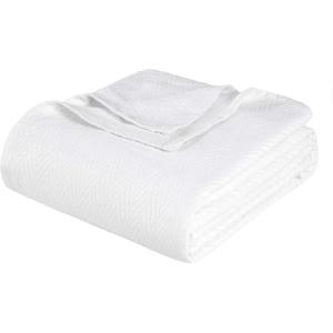 Superior Metro All-Season Cotton Blanket, Woven Blanket for Couch, Bed, Bedding, Farmhouse, Home Essentials, Cute and Cozy Bohemian Blankets, Herringbone Weave, King, Sage(White)