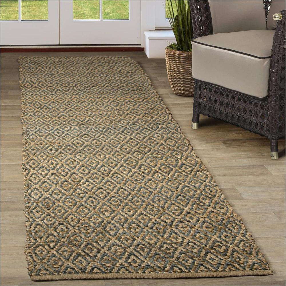 imageSuperior Diamond Jute Reversible Area Rug 2 6quot x 10 GreyBlue