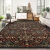 Superior Indoor Area Rug, Jute Backing, Modern Medallion Rugs for Living Room, Kitchen Floors, Bedroom, Office Floor Cover, Floral Damask Rugs, Fancy Medallion Collection, 5′ x 5′, Midnight Blue(Midnight Blue)