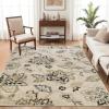 Superior Indoor Large Area Rug for Hallways, Entry, Office, Living/Bedroom, Hardwood, Tile, Floor Cover, Carpet Cover, Modern Farmhouse Floral Decor, Jacobean Collection, 2′ 7″ x 10′, Beige Brown(Multi-colored)