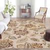Superior Indoor Large Area Rug for Hallways, Entry, Office, Living/Bedroom, Hardwood, Tile, Floor Cover, Carpet Cover, Modern Farmhouse Floral Decor, Jacobean Collection, 2′ 7″ x 10′, Beige Brown(Stone)