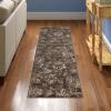 Superior Indoor Large Area Rug for Hallways, Entry, Office, Living/Bedroom, Hardwood, Tile, Floor Cover, Carpet Cover, Modern Farmhouse Floral Decor, Jacobean Collection, 2′ 7″ x 10′, Beige Brown(Taupe)