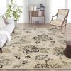 Superior Indoor Large Area Rug for Hallways, Entry, Office, Living/Bedroom, Hardwood, Tile, Floor Cover, Carpet Cover, Modern Farmhouse Floral Decor, Jacobean Collection, 2′ 7″ x 10′, Beige Brown(Multi-colored)