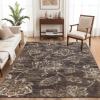 Superior Indoor Large Area Rug for Hallways, Entry, Office, Living/Bedroom, Hardwood, Tile, Floor Cover, Carpet Cover, Modern Farmhouse Floral Decor, Jacobean Collection, 2′ 7″ x 10′, Beige Brown(Taupe)