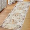 Superior Vintage Medallion Washable Runner Rug, Cotton Backing, Pet & Kid Friendly, Modern Rugs for Hallway, Living Room, Kitchen, Bedroom, Low Pile Area Rug, Dove Collection, 2′ 7″ x 12′, Cream