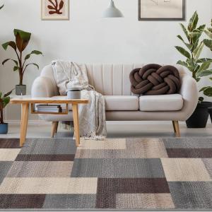 SUPERIOR Mid-Century Modern Geometric Design Area Rug, with Jute Backing, Perfect Hardwood, Tile, or Carpet Cover, Ideal for Bedroom, Kitchen, Living Room, Entryway, or Office, 8′ x 10′, Grey(Grey)