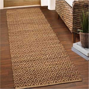 Superior Diamond Jute Reversible Area Rug, 2′ 6″ x 10′, Grey(Brown)