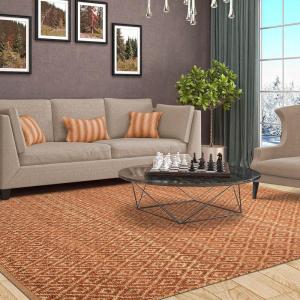 Superior Diamond Jute Reversible Area Rug, 2′ 6″ x 10′, Grey(Rust)