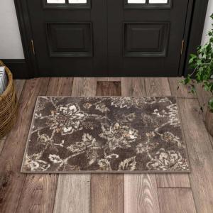 Superior Indoor Large Area Rug for Hallways, Entry, Office, Living/Bedroom, Hardwood, Tile, Floor Cover, Carpet Cover, Modern Farmhouse Floral Decor, Jacobean Collection, 2′ 7″ x 10′, Beige Brown(Taupe)