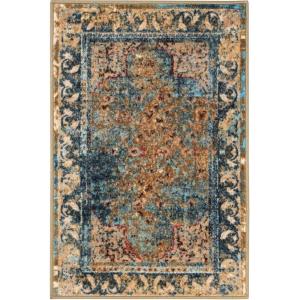 Superior Indoor Non-Slip Area Rug, Modern Overdyed Machine Washable Rugs, Home Floor Decor For Entryway, Office, Bedroom, Living/ Dining, Kitchen, Angeles Collection, Green-Beige, 5′ x 8′(Green-beige)