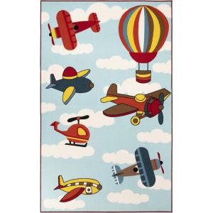 Superior Lil’ Flyer Non-Slip Area Rug, 2′ x 3′, Red-Multicolor(Red-multicolor)