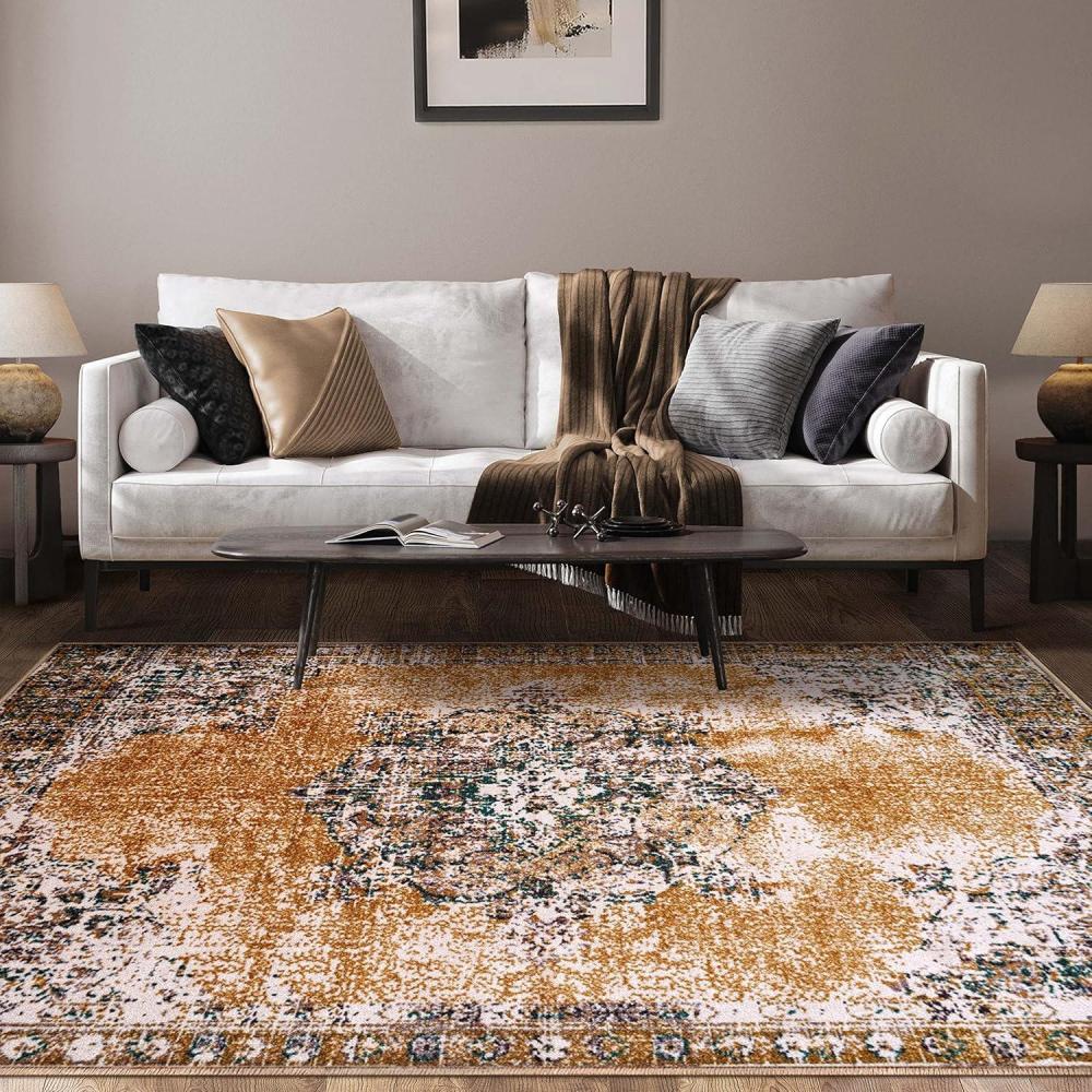 imageSUPERIOR Indoor NonSlip Area Rug or Runner Machine Washable Rugs Living Room Bedroom Kitchen Dining Office Entryway Hallway Oriental Floor Decor Aldrich Collection  8ft x 10ft  Ivory5 x 8 Rectangular