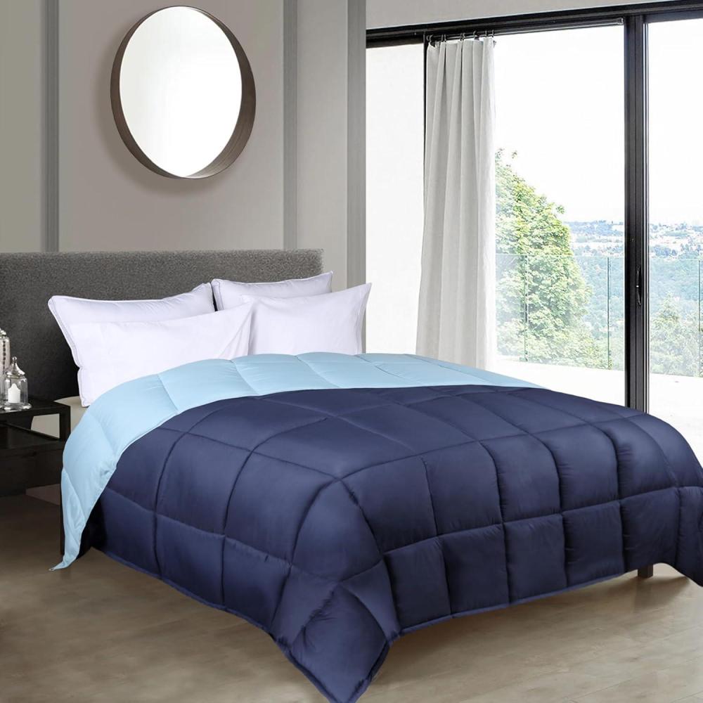 imageSuperior Brushed Microfiber Comforter Down Alternative Bedding Medium Weight Soft Bed Cover Plush Duvet Insert Oversized Blanket Box Quilt Reversible Comforter TwinTwin XL Navy BlueTaupe Chocolate