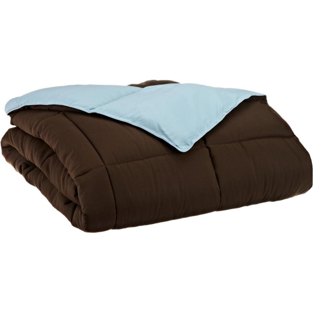 imageSuperior Brushed Microfiber Comforter Down Alternative Bedding Medium Weight Soft Bed Cover Plush Duvet Insert Oversized Blanket Box Quilt Reversible Comforter TwinTwin XL Navy BlueChocolatesky Blue