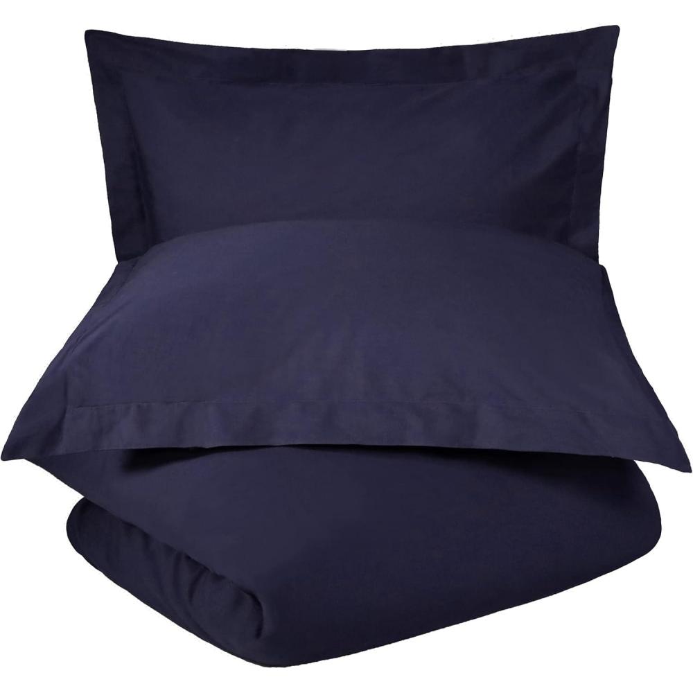 imageSuperior Cotton Percale Duvet Cover Set KingCalifornia King Tan 3PiecesCrown Blue