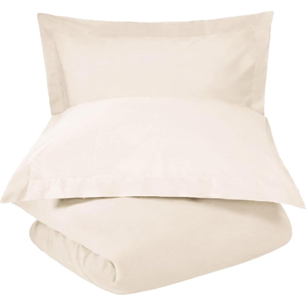 imageSuperior Cotton Percale Duvet Cover Set KingCalifornia King Tan 3PiecesIvory