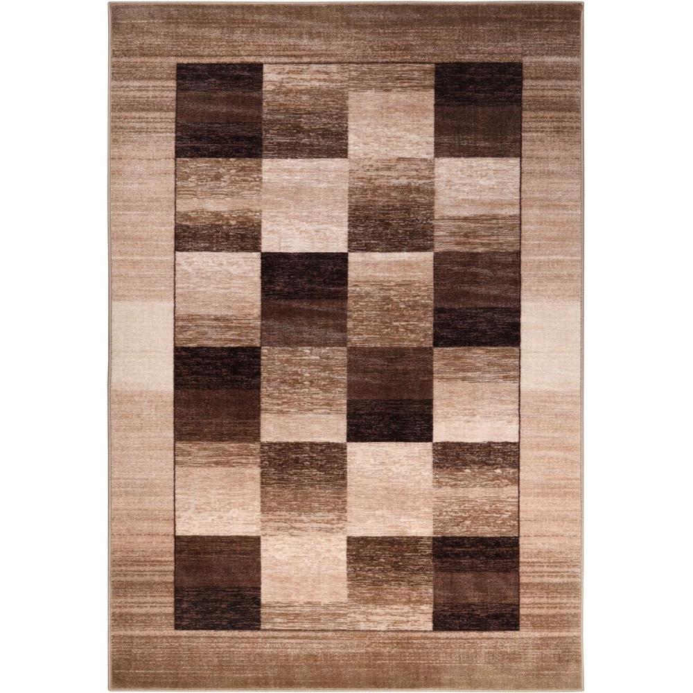 imageSuperior Indoor NonSlip Area Rug Rustic Floor Decor Color Block Rug for Living Room Bedroom Office Kitchen Dining Washable Rugs Foam Back Lockwood Collection 5 x 8 Chocolate
