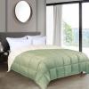 Superior Brushed Microfiber Comforter, Down Alternative Bedding, Medium Weight, Soft Bed Cover, Plush Duvet Insert, Oversized Blanket, Box Quilt, Reversible Comforter, Twin/Twin XL, Navy Blue(Ivory-sage)