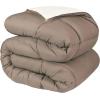 Superior Brushed Microfiber Comforter, Down Alternative Bedding, Medium Weight, Soft Bed Cover, Plush Duvet Insert, Oversized Blanket, Box Quilt, Reversible Comforter, Twin/Twin XL, Navy Blue(Ivory-taupe)