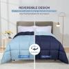 Superior Brushed Microfiber Comforter, Down Alternative Bedding, Medium Weight, Soft Bed Cover, Plush Duvet Insert, Oversized Blanket, Box Quilt, Reversible Comforter, Twin/Twin XL, Navy Blue(Taupe- Chocolate)