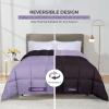 Superior Brushed Microfiber Comforter, Down Alternative Bedding, Medium Weight, Soft Bed Cover, Plush Duvet Insert, Oversized Blanket, Box Quilt, Reversible Comforter, Twin/Twin XL, Navy Blue(Plum-lilac)